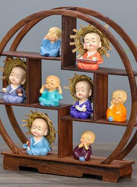 中国风博古架客厅玄关摆件电视柜酒柜小摆设草帽小和尚办公室装饰