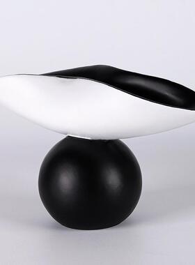 简现代意创球约黑白形拼色托KTA盘客厅茶几摆设酒店艺术装饰几何