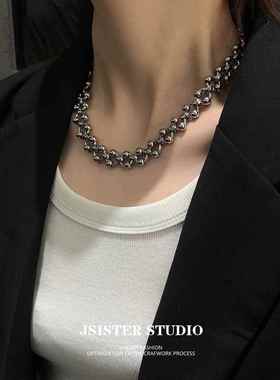 JSISTER重工中性朋克设计钛钢项链男女潮酷小众ins嘻哈锁骨链素链
