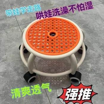 Universal wheel small stool pulley low stool rotatable mobile chair house small bench ໃຫ້ເຊົ່າອາຈົມຮອບ