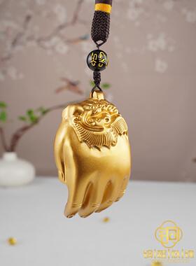 拉伸赚钱，手件招财，皮绣饰品，纯铜佛柄，黄铜手柄，手钱挂件