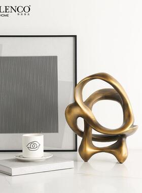 极简复古雕风抽象古FC-SZ240桌铜色飘带小塑楼处酒店创意家居面艺