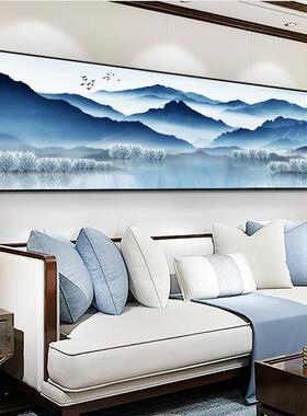 新中国风客厅装饰画沙发背景墙画卧室床头挂画中国风餐厅横向山水
