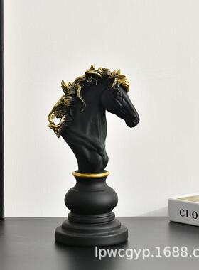 国际象棋树脂创意摆件橱窗样板房学院家居装饰品黑白棋子桌面摆设