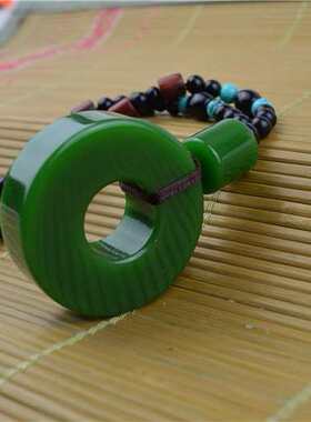 件玩件把把件件 绿玉石路路通碧玉手把 外蒙挂牌手菠菜