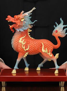 全铜麒麟摆件一对黄铜财富麒麟家居开业店铺办公室工艺品厂家