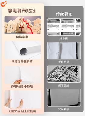 投影幕布自粘墙纸家用投影仪投影布墙贴白板挂墙投影专用静电贴纸
