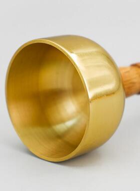 实木直柄引磬纯铜引罄大号家用铜磬引庆法器打击乐器小号覆古