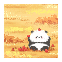 (time-limited pick-up) Big Little Bear Flowers in Autumn Day Panda Hung Painting and Sign of the Limited Edition Limited Edition