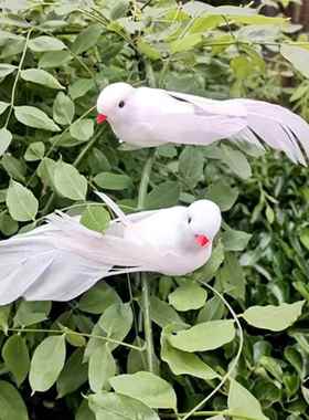 仿真白色小鸟 仿真小鸟 家居装饰 摄影造景 背景墙装饰 景观配饰