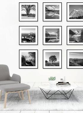 黑白艺术装饰画风景北欧客厅卧室床头风景挂画现代简约办公室壁画