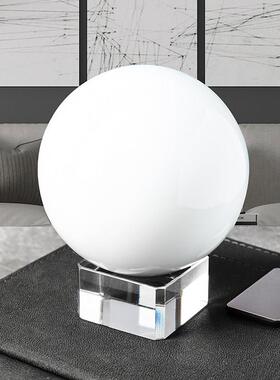 大小号乳白色水晶球摆件 客厅办公室家居招财装饰品创意圆球摆件