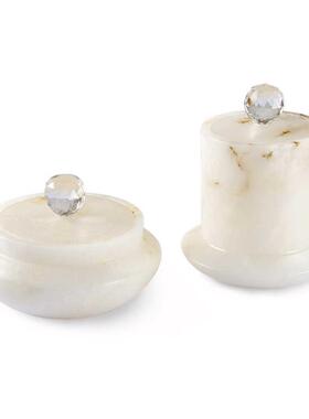 现代轻奢天然大理石收纳盒样板间售楼处酒店会所桌面摆件软装饰品