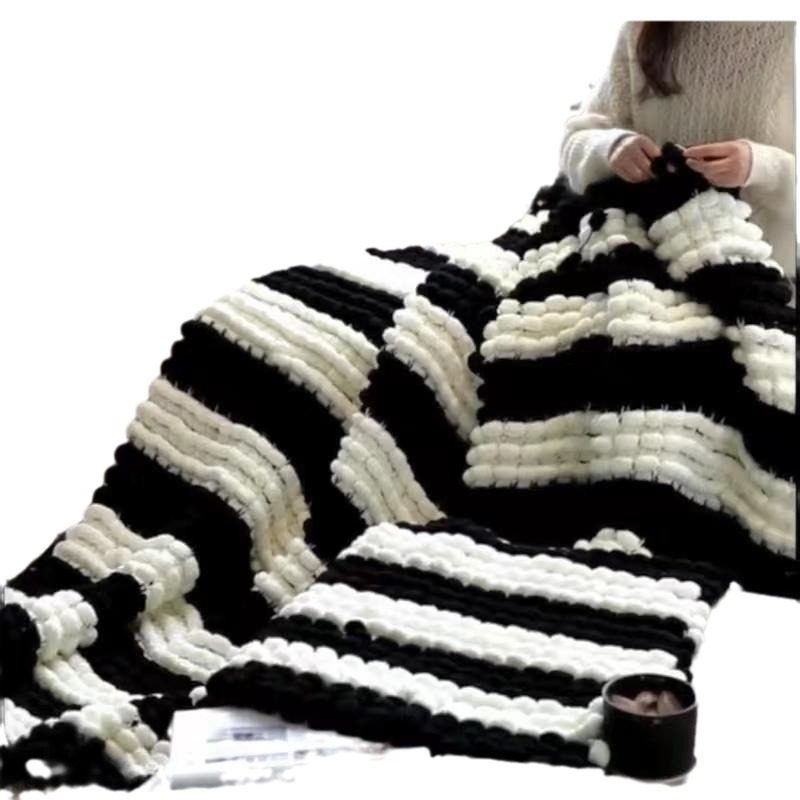 毛毯编织diy手工材料包盖毯棉花糖手织手指超粗冰岛线珊瑚绒毯子,淘宝优惠券,粉丝福利购,淘宝优惠卷