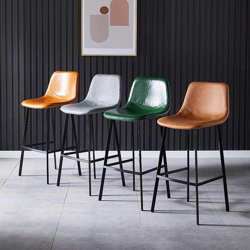 吧台椅现代简约设计师高脚凳家用铁艺酒吧椅子靠背轻奢皮革前台椅,淘宝优惠券,粉丝福利购,淘宝优惠卷