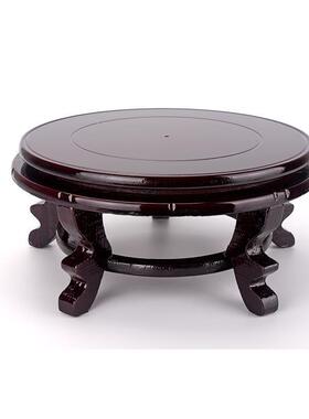 花盆底座托架实木茶壶花瓶炉木托盘架圆形摆件木