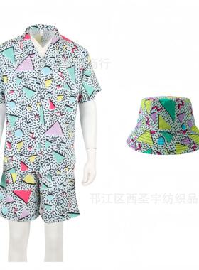 Dress up shirt shorts set for summer beach men's disco party