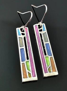 Ancient Vintage Earrings Silver Color Carved Pattern Handmad