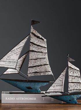 电现代帆船摆件一帆办装风顺创意美式客厅5D31S555视酒柜公室桌面