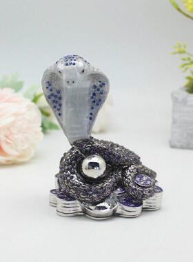 广东轻奢金属工艺品欧式眼镜蛇王装饰盒生肖蛇摆件创意家居饰品