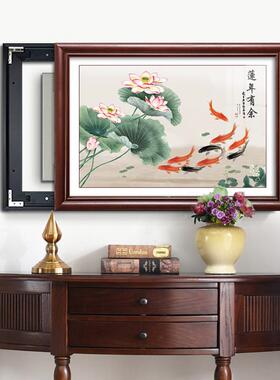 定做中遮式鱼电表装箱饰画电新款打孔饭厅图配箱挡新挂画免推拉