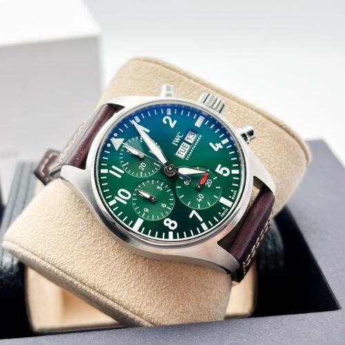 新款全套98新IWC万国飞行员钢皮自动机械41mm计时男表IW388103 - 图2