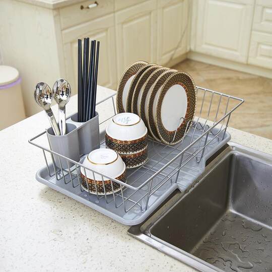 Drain rack, dish rack, dish rack, sink dishware, kitchen supplies, sink dish washing and drying rack, metal stainless steel