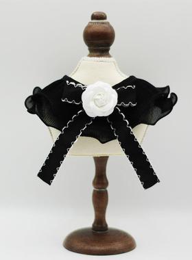 宠物蕾丝项圈黑色荷叶边围嘴猫咪狗狗可调节口水巾拍照饰品