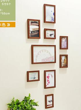 影楼照片墙9框创意组合竖形相片墙楼梯玄关餐厅相框墙组合