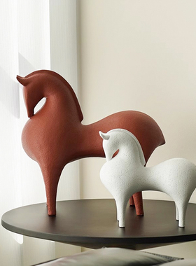 红色马树脂摆件家居饰品客厅办公室样板房玄关装饰北欧轻奢高档