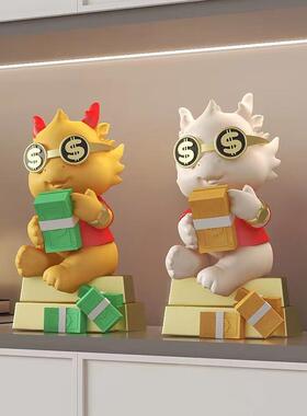 式生肖聚财龙存中钱罐摆件柜玄PET书柜电视儿童房装饰品乔迁礼关