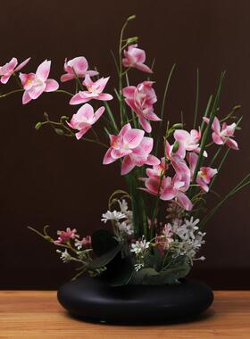 蝴蝶兰花盆栽假花插花套装客厅玄关前台酒店桌面花艺装饰品
