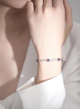 正品2025新款银紫水晶手炼女宝石小手轻奢众精致生纯日礼镯物送女