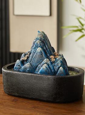 新中式高山流水生财寓意摆件桌面玄关电视柜酒柜装饰品软装造景品