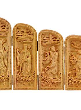 乐清黄杨木雕八开盒八仙过海木质工艺品佛像摆件家居工艺品