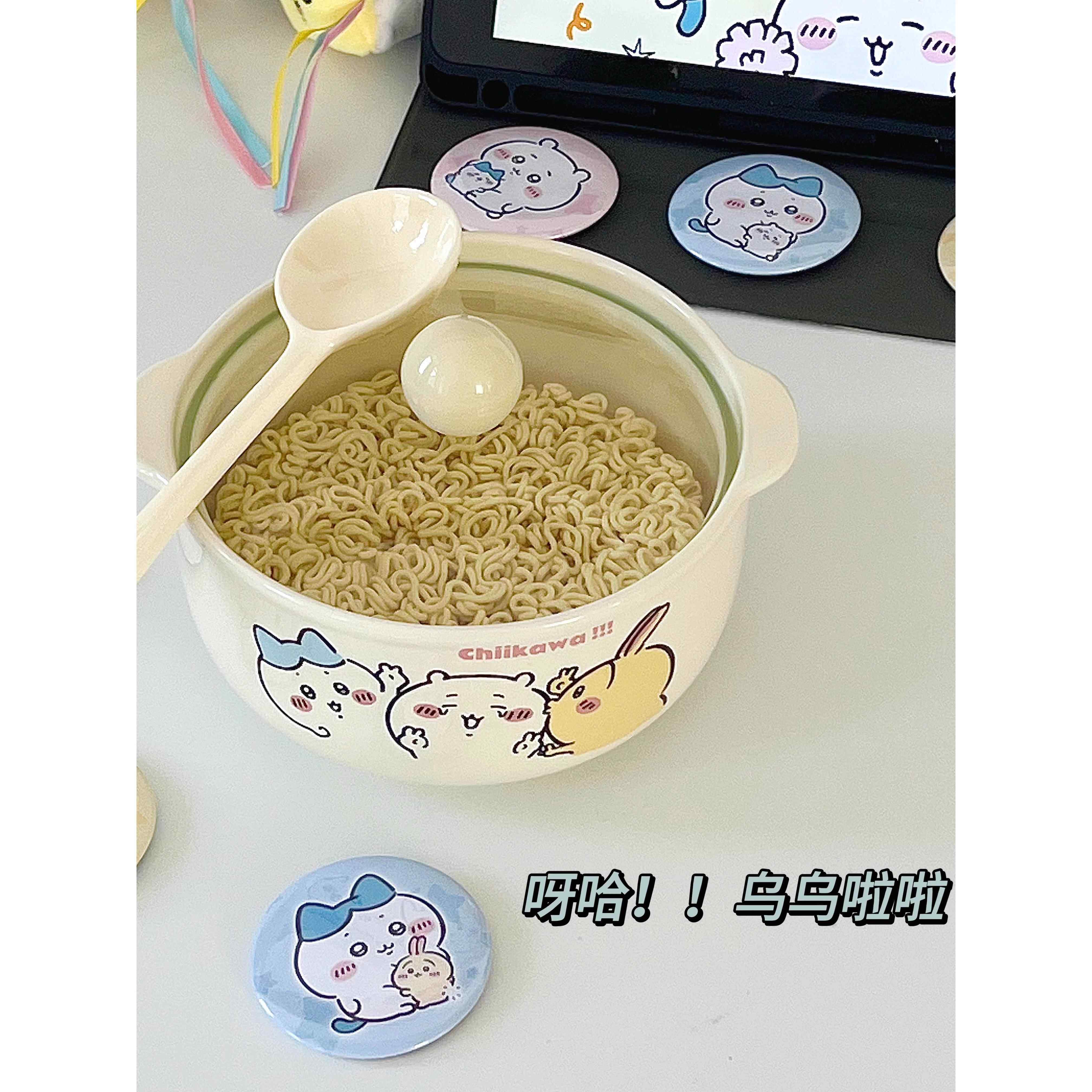 ins风可爱乌萨奇泡面碗陶瓷带盖家用学生宿舍一人食汤碗螺蛳粉碗,淘宝优惠券,粉丝福利购,淘宝优惠卷