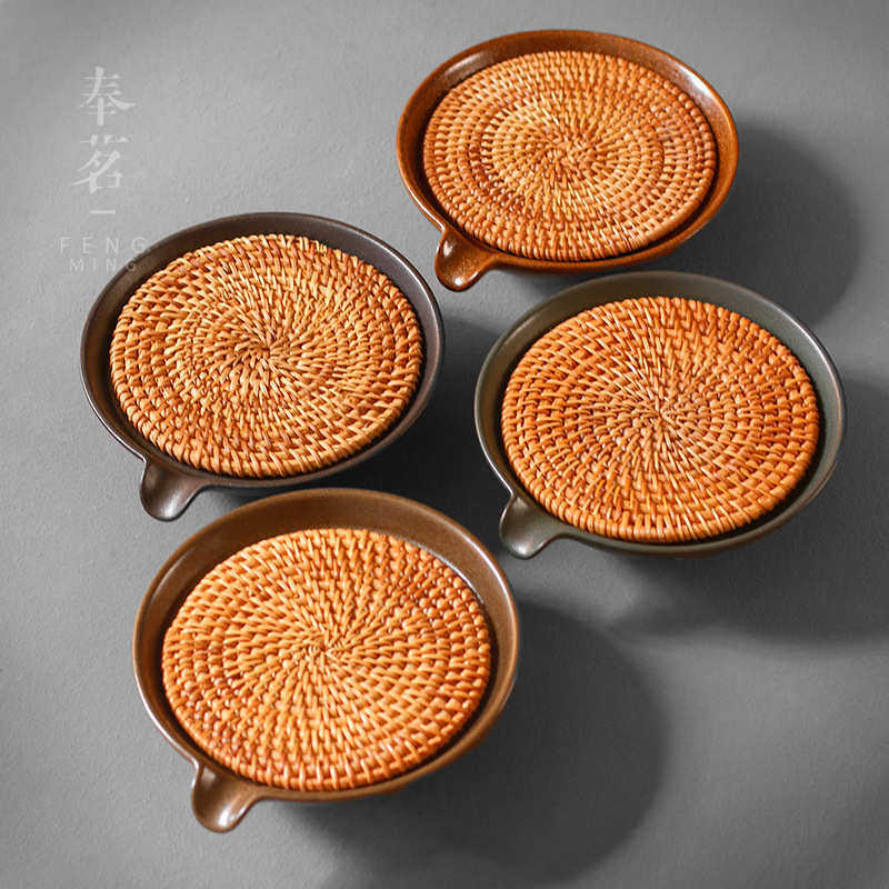 Scratch pottery kiln change kung fu tea set water storage dry brewing table pot bearing tray Japanese style pot mat tea tea set accessories
