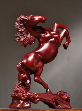 花梨木雕马JH541到生成功件红实木中式肖马办公书房客摆厅装饰工