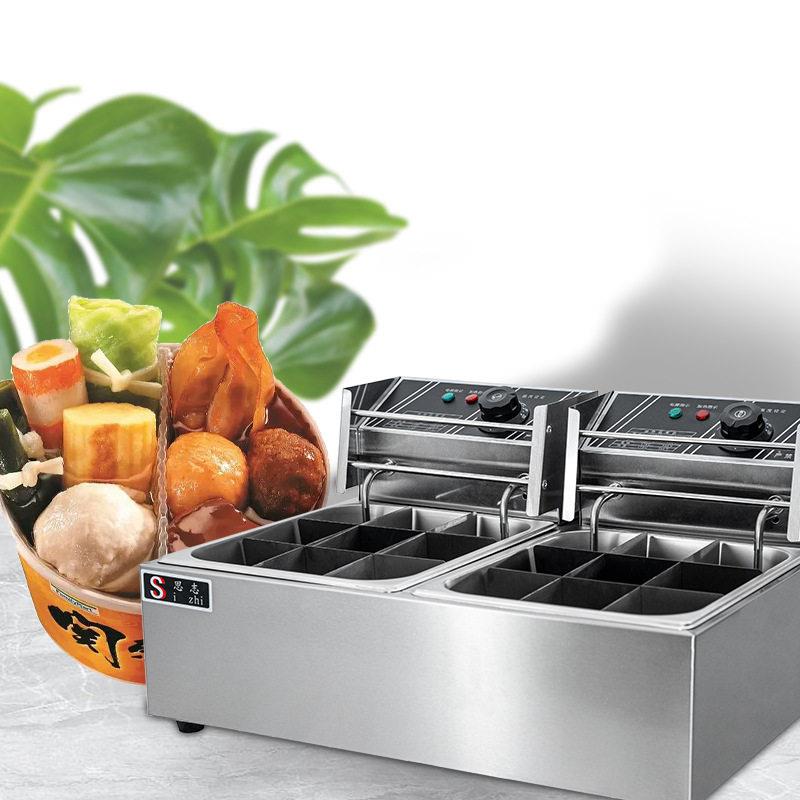 Decheng Western Kitchen Double Basin Oden Cooking Machine Commercial 18-grid Spicy Spicy Hot and Spicy Machine Electric Oden Cooking Equipment