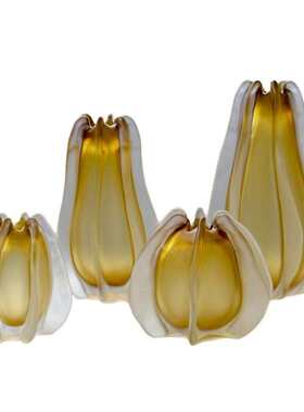 现代轻奢创意哑光琥珀色玻璃花瓶家居花束插花样板房间软装饰品