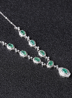 收藏级宝石天然祖母绿项链锁骨链女生款轻奢