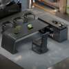 2025 new high-end black slate tea table kettle integrated tea set complete set of office reception tea table