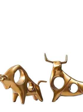 北欧轻奢家居装饰品电视柜客厅玄关酒柜办公室桌面招财牛摆件代发