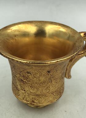 古玩杂项仿古仿铜 天鹿杯酒杯摆件居家装饰小摆件乡下收老物件