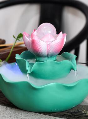 风水轮招财球荷花假山流水器喷泉室内盆景客厅桌面景观小摆件