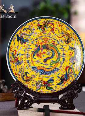 正品景德凤镇陶瓷摆件龙子中客式厅酒柜博古架办公室家居装盘饰品