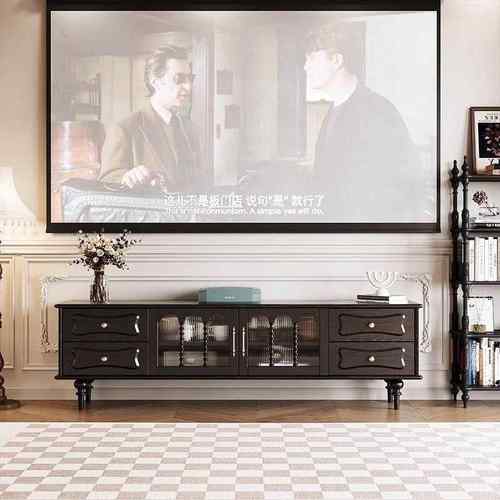 法式古实木电BMJ视柜黑色美式小户型客家厅用收纳储古物柜中风家 - 图2