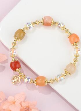 2026新中式国风金丝玉串珠水晶手链女生月亮树挂件送女友节日礼物