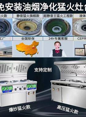 炒菜无油烟净化一体灶商用节能猛火灶燃气煤气静音灶饭店专用灶台