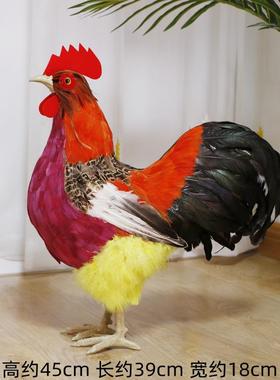 高档彷网真鸡模型家禽大公鸡鸡标本超市美陈招财摆摄影件道具花公